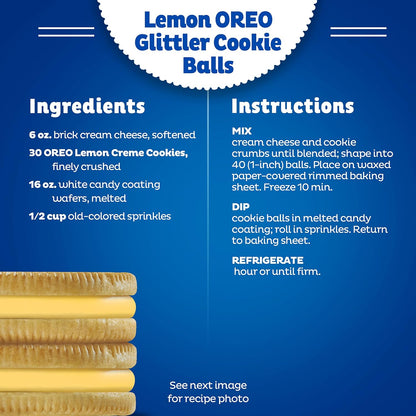 OREO Lemon Creme Sandwich Cookies – Picnic Snack for Road Trips, Resealable Party Size 24.95 oz
