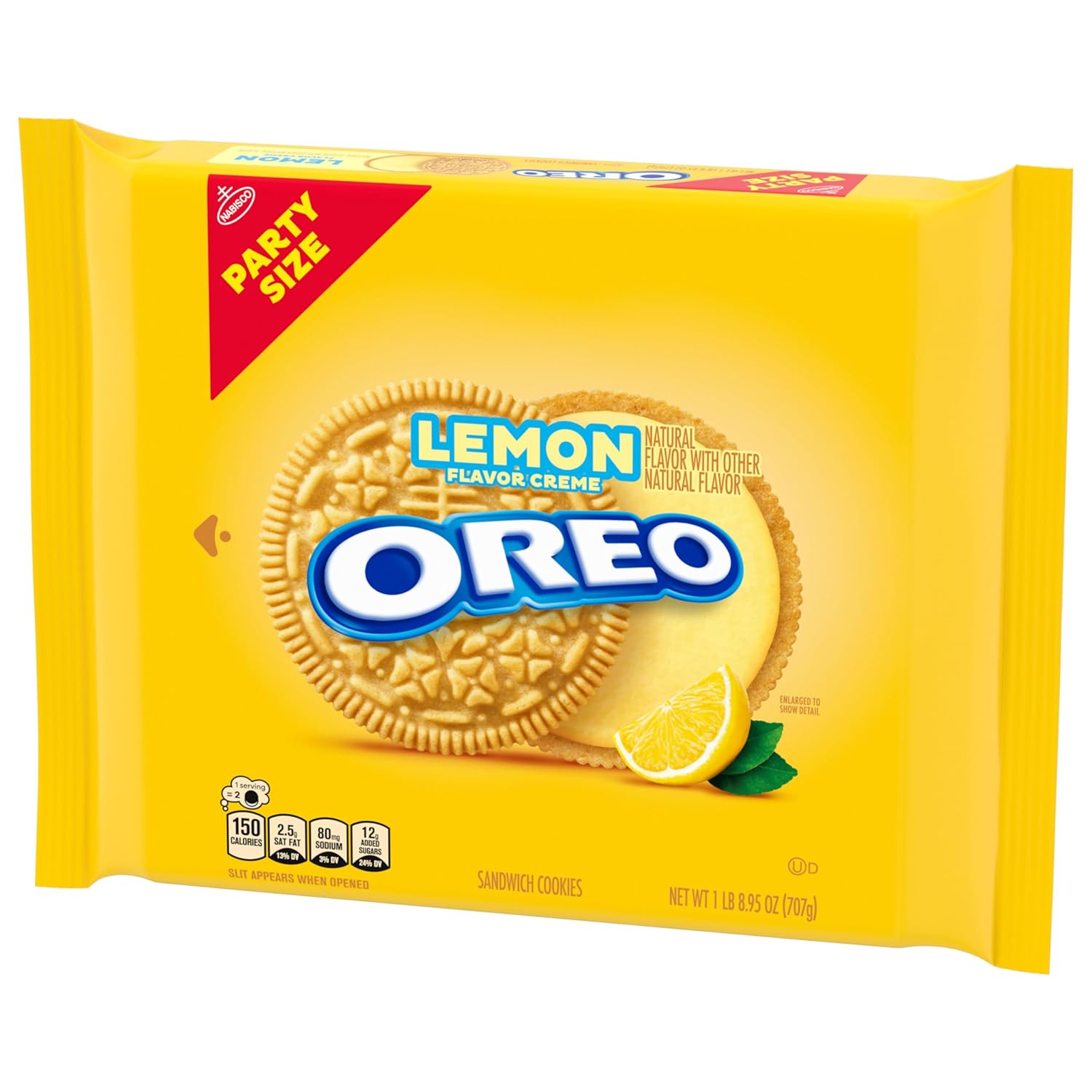 OREO Lemon Creme Sandwich Cookies – Picnic Snack for Road Trips, Resealable Party Size 24.95 oz