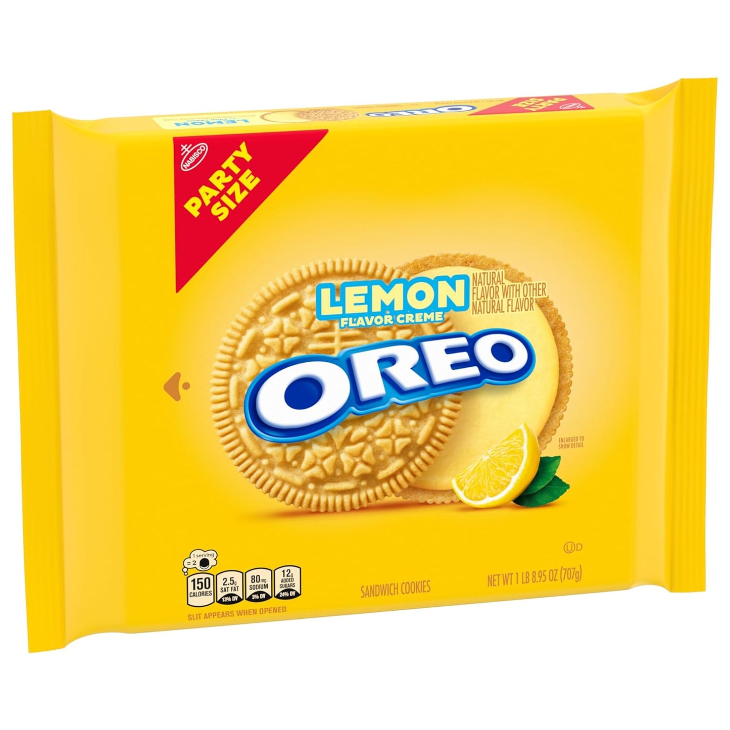 OREO Lemon Creme Sandwich Cookies – Picnic Snack for Road Trips, Resealable Party Size 24.95 oz