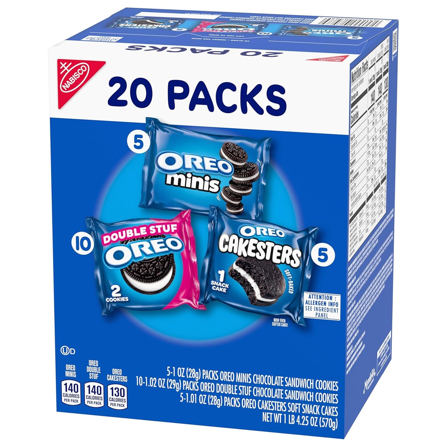 OREO Lovers Variety Pack – School Lunchbox Snacks for Kids, 20 Individually Wrapped Cookie and Snack Cake Packs