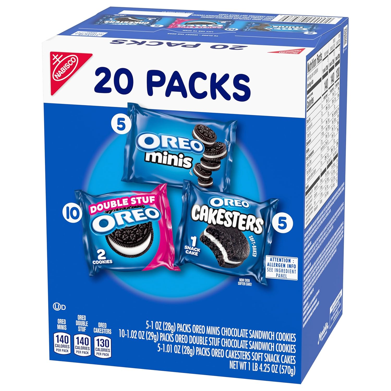 OREO Lovers Variety Pack – School Lunchbox Snacks for Kids, 20 Individually Wrapped Cookie and Snack Cake Packs