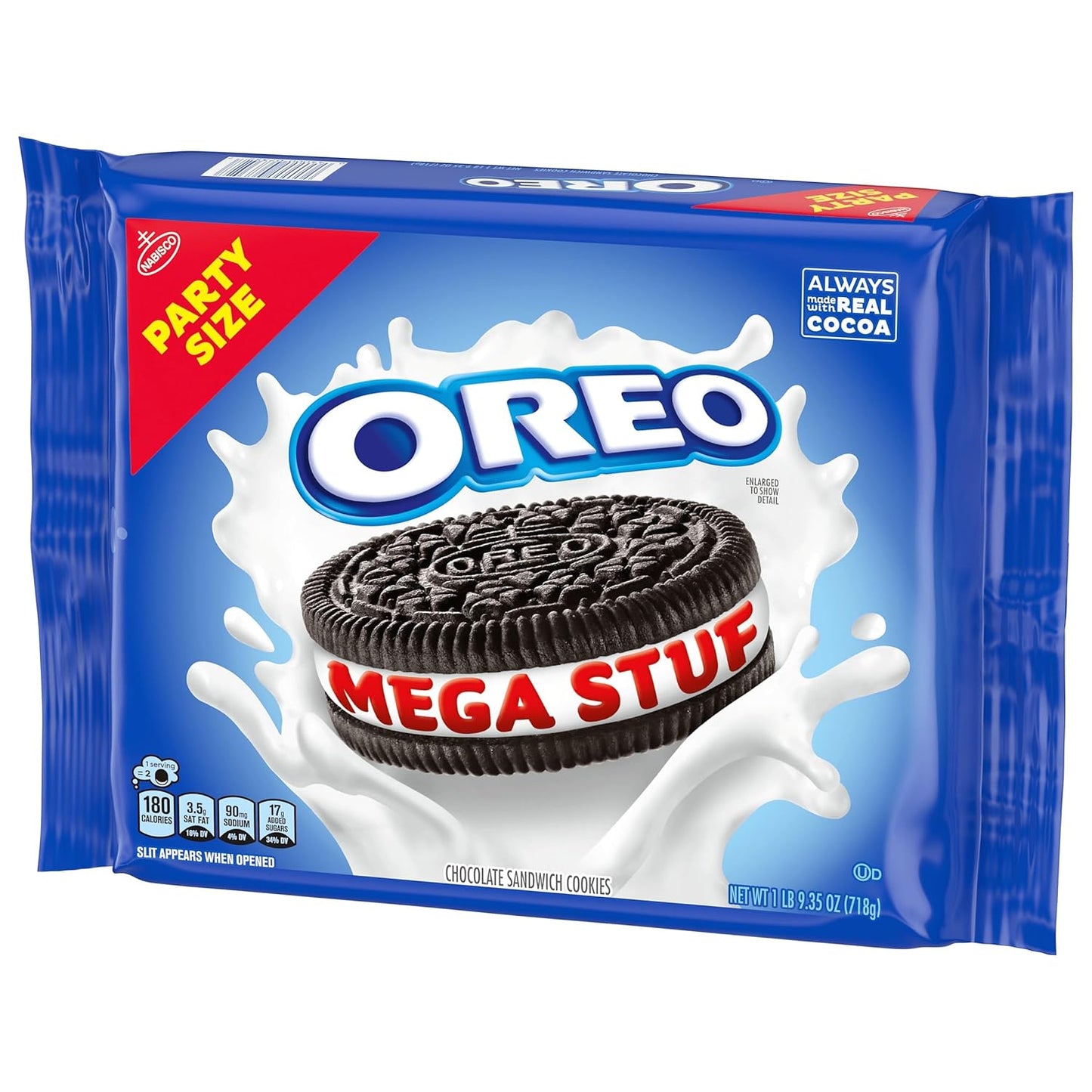 OREO Mega Stuf Chocolate Sandwich Cookies, Party Size 25.35 oz – Office Break Room Pantry Snack for Shared Workspaces