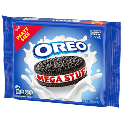 OREO Mega Stuf Chocolate Sandwich Cookies, Party Size 25.35 oz – Office Break Room Pantry Snack for Shared Workspaces