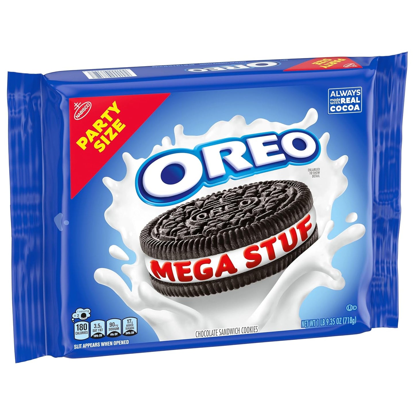 OREO Mega Stuf Chocolate Sandwich Cookies, Party Size 25.35 oz – Office Break Room Pantry Snack for Shared Workspaces