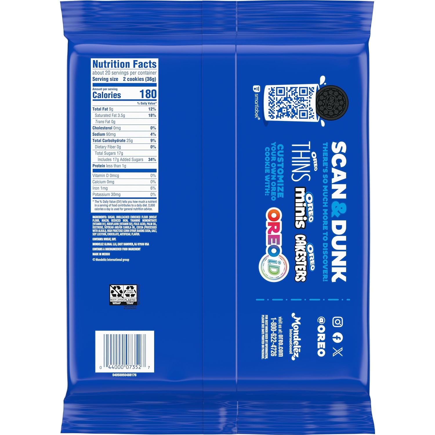 OREO Mega Stuf Chocolate Sandwich Cookies, Party Size 25.35 oz – Office Break Room Pantry Snack for Shared Workspaces