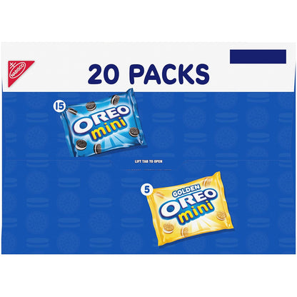 OREO Mini Mix Sandwich Cookies Variety Pack for Office Snack Drawer, Bulk 20 Pack
