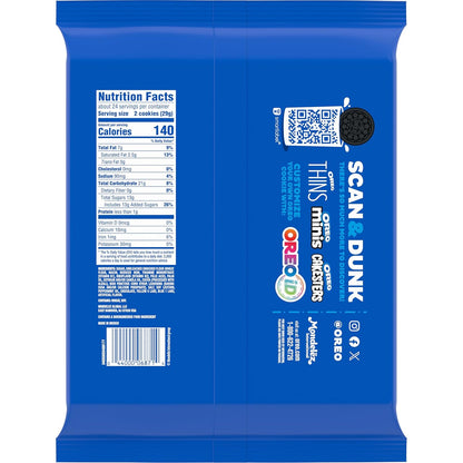 OREO Mint Creme Chocolate Sandwich Cookies Party Size 24.95 oz – Portable Resealable Snack for Road Trips and Camping
