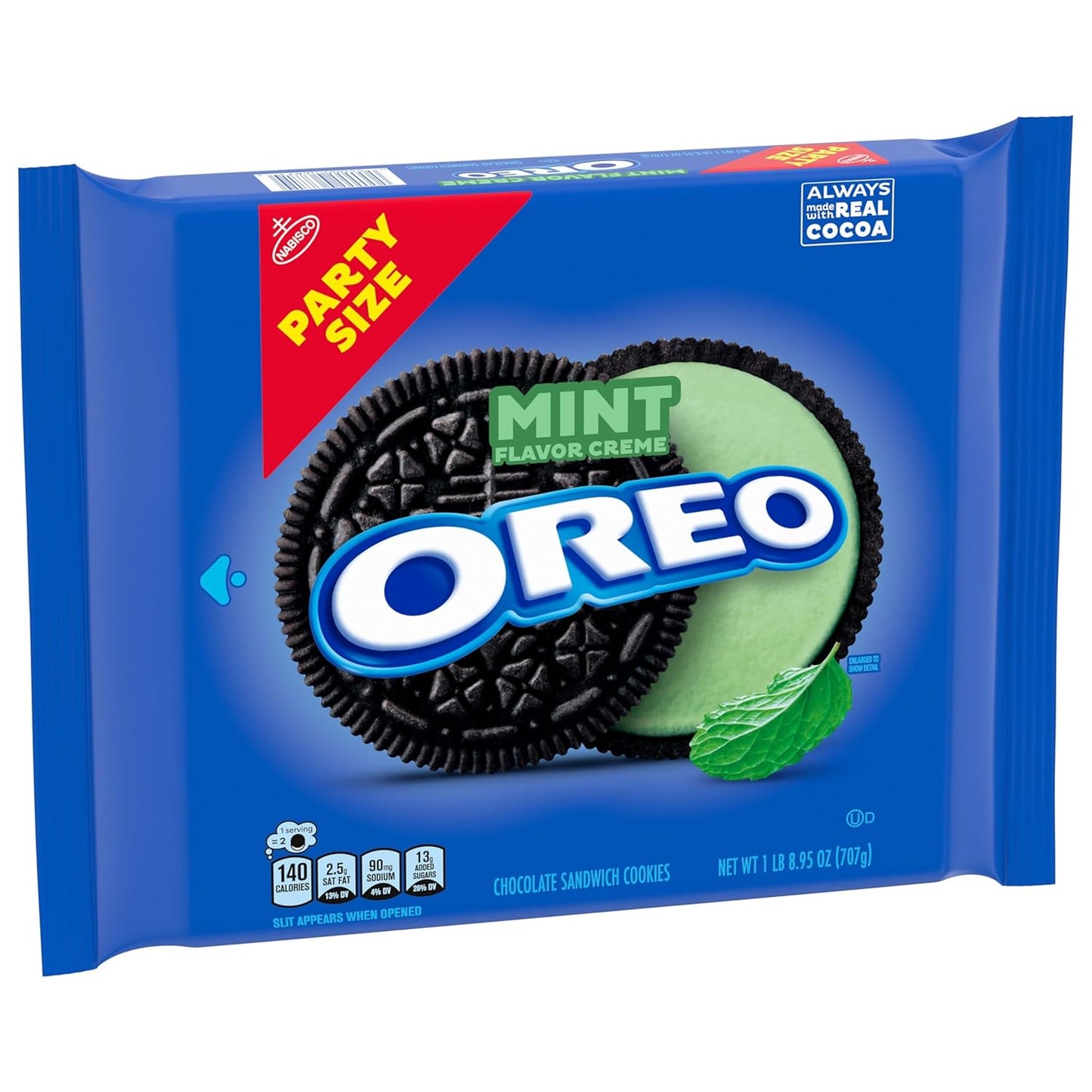 OREO Mint Creme Chocolate Sandwich Cookies Party Size 24.95 oz – Portable Resealable Snack for Road Trips and Camping
