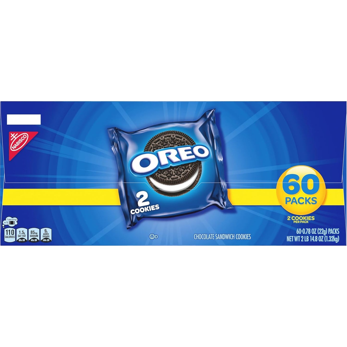 OREO Original Sandwich Cookies, 60 Individually Wrapped Snack Packs for Office Breakrooms and Pantries