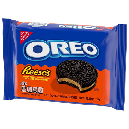 OREO REESE'S Peanut Butter Creme Cookies – After-School Lunchbox Treat for Kids, Kosher Sandwich Snack, 12.35 oz