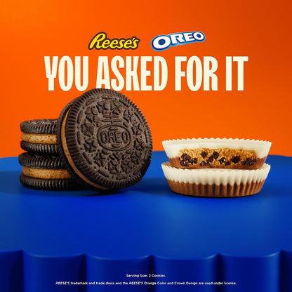 OREO REESE'S Peanut Butter Creme Cookies – After-School Lunchbox Treat for Kids, Kosher Sandwich Snack, 12.35 oz
