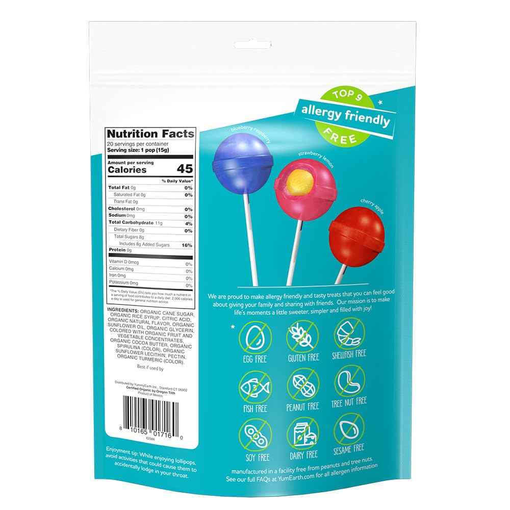 YumEarth Organic Duo Pops – Dairy Free and Corn Allergy Friendly Lollipops for Trick-or-Treat Safe Halloween Handouts