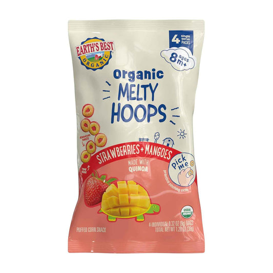 Earth's Best Melty Hoops – Safe Toddler Snack for Nursery and Diaper Bag, Dissolvable Ring Shape for Tiny Hands