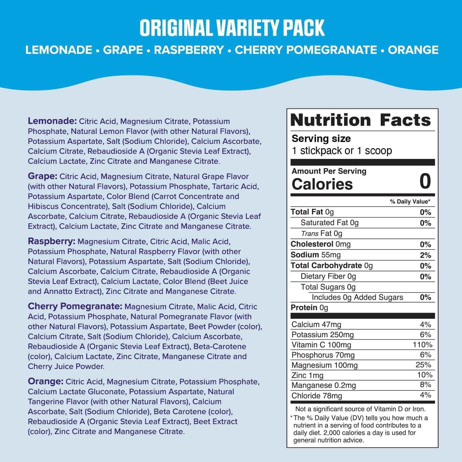 Ultima Replenisher Electrolyte Powder – Portable Hydration for Hiking and Camping, 20 Stickpack Zero Sugar Variety