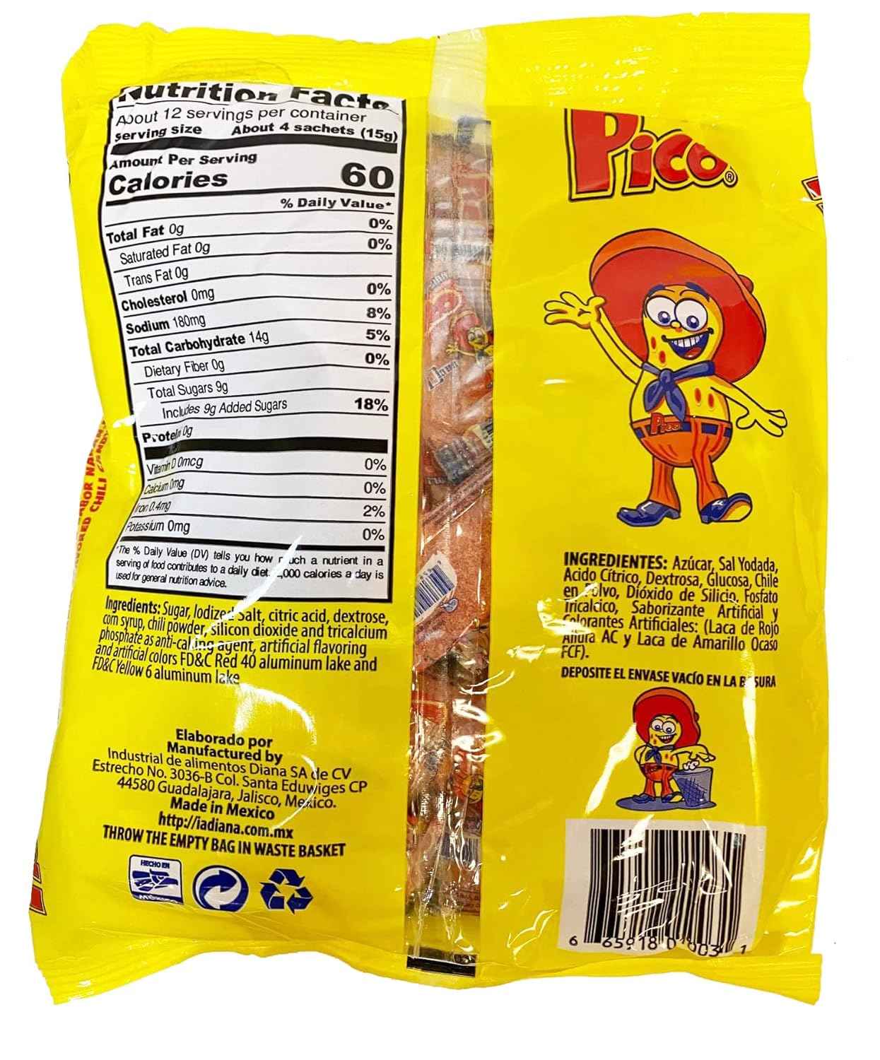 Pico Mediano Diana Original Orange Hot Candy Powder – Camping and Hiking Trail Snack, 50 Single-Serve 4g Sachets