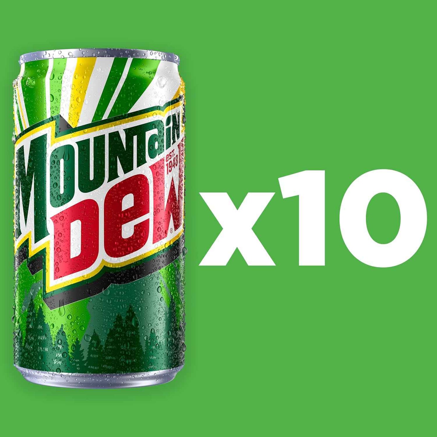 Mountain Dew Mini Cans 7.5oz 10-Pack – 110 Calorie Portion-Controlled Soda for Mindful Snacking