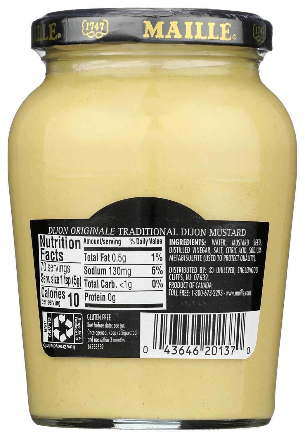 Maille Dijon Originale Mustard 13.4 oz – Clean-Ingredient Pantry Staple for Mindful Home Cooking