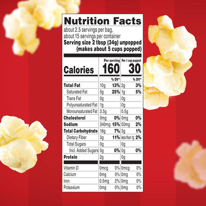 Orville Redenbacher's Movie Theater Butter Popcorn – Holiday Stocking Stuffer Gift for Popcorn Lovers, 6 Microwave Bags