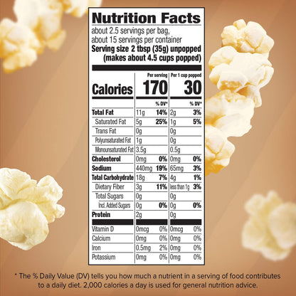 Orville Redenbacher's Naturals Simply Salted Microwave Popcorn – Two-Ingredient Style Snack for Uncluttered Pantry, 6-Count Box