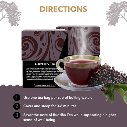 Buddha Teas Elderberry Herbal Tea Box – Elegant Housewarming and Holiday Present for Tea Lovers