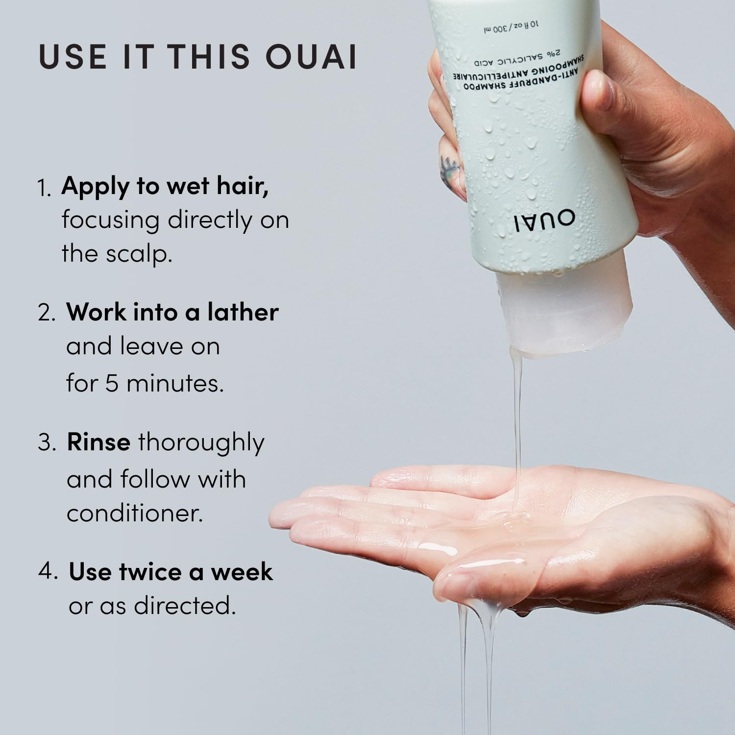 OUAI Anti Dandruff Shampoo – Calming Scalp Care Ritual for Nightly Self-Care Routine, 10 Fl Oz