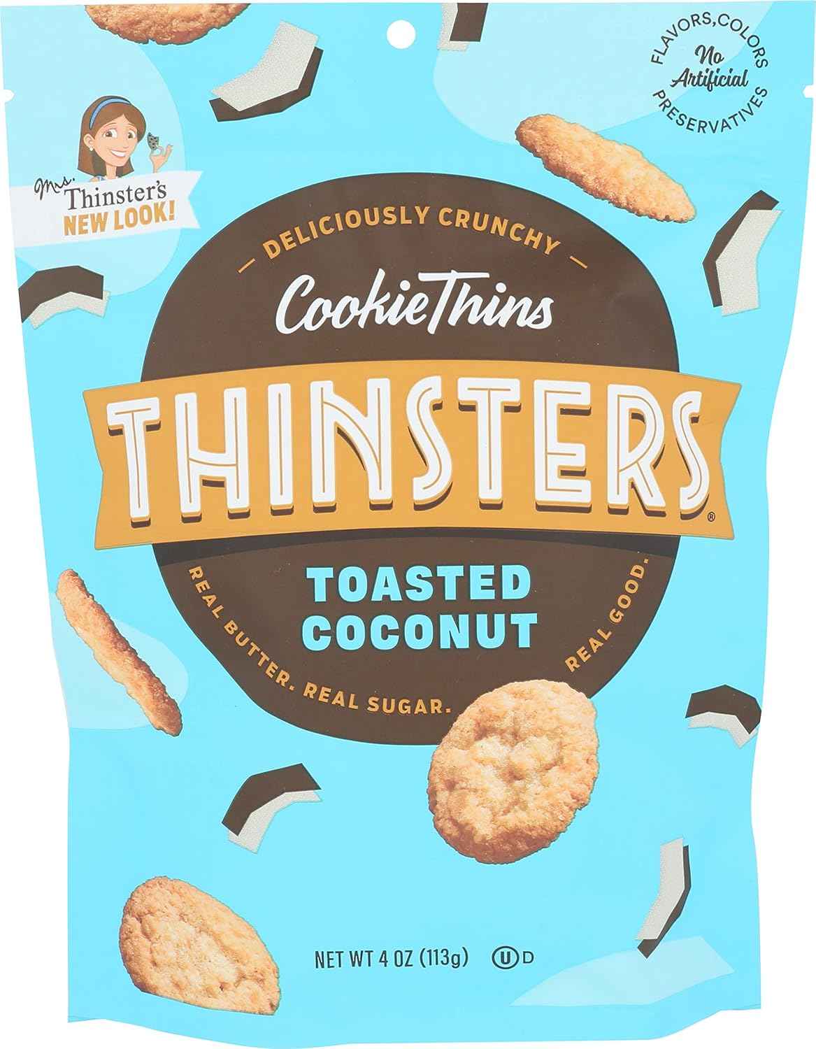 Thinsters Chocolate Chip Cookies – Better-for-You Pantry Cookie for Wellness Routines, Oven-Baked 4 oz Pouch