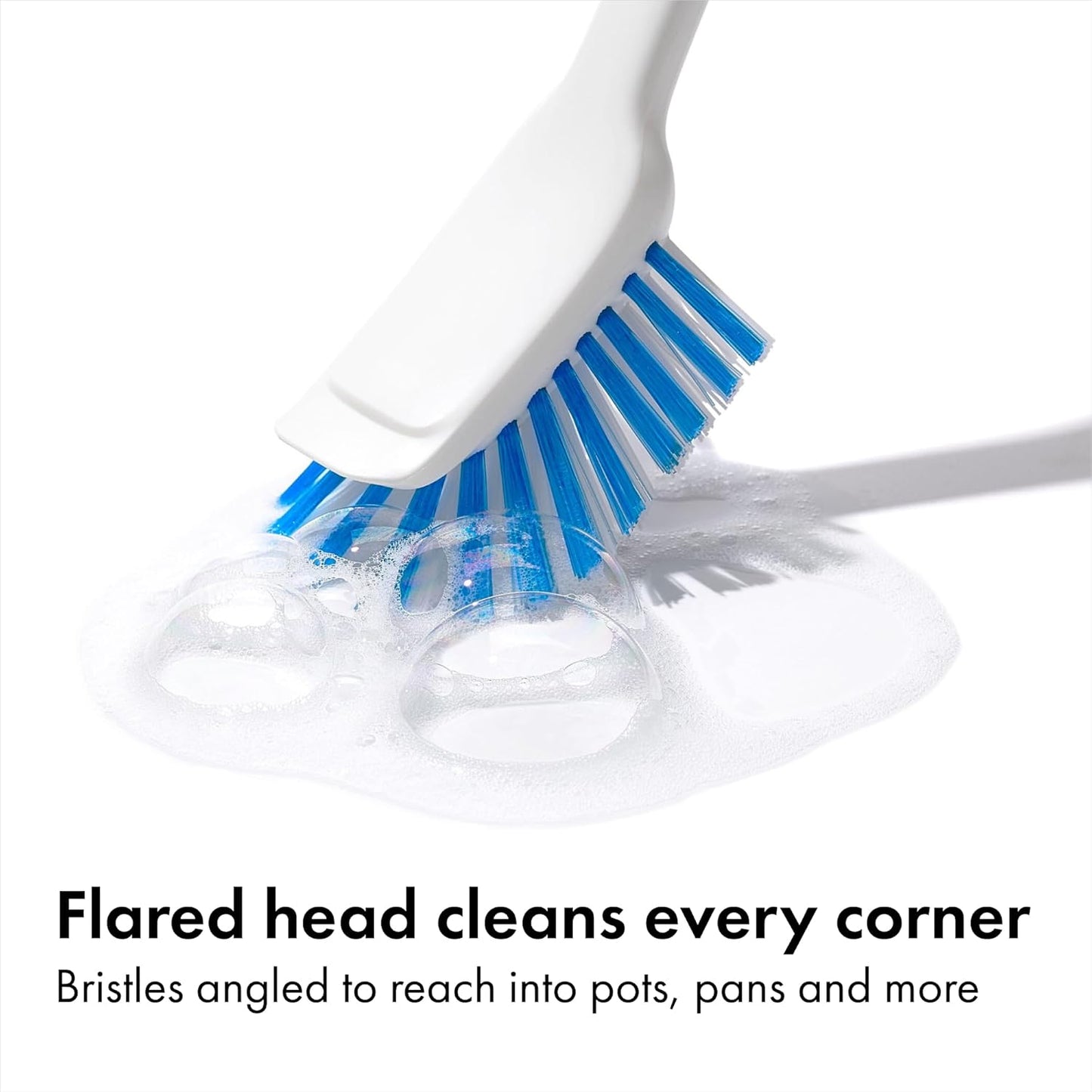 OXO Good Grips Dish Brush – Galley Kitchen Cleanup Essential for Daily Meal Prep, Nylon Bristle Scrubber with Built-In Scraper