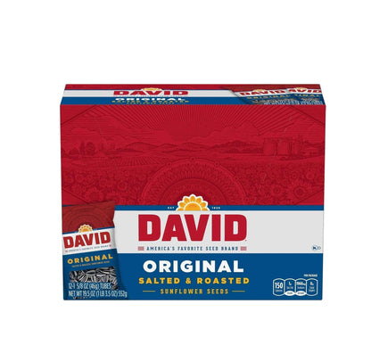 DAVID Roasted and Salted Sunflower Seeds – Mess-Free Single-Serve Snack for Hiking, Beaches, and Stadiums