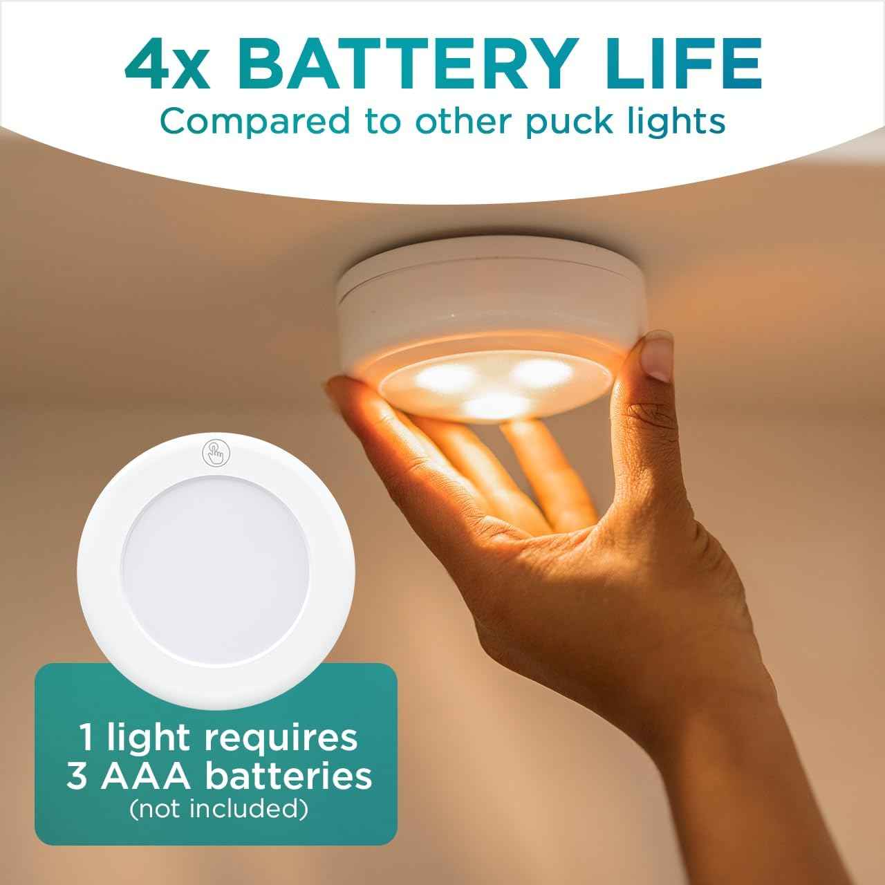 Brilliant Evolution Round LED Puck Lights – Stylish Cordless Fixtures for Floating Shelves and Vanity Counters, Pack of 2