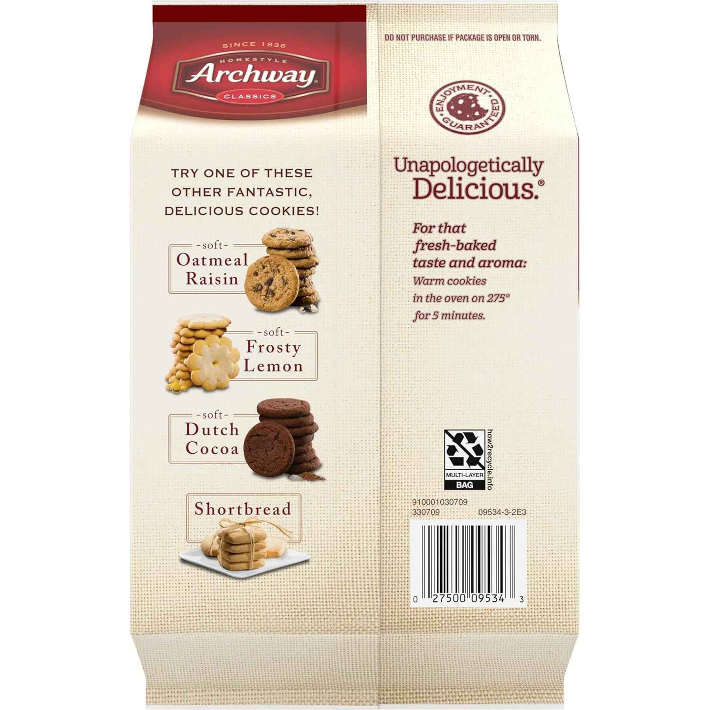 Archway Iced Oatmeal Cookies, 12 oz Grab-and-Go Pantry Pack for School Lunches