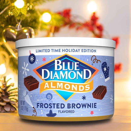Blue Diamond Almonds Peppermint Cocoa Holiday Snack Nuts, 6 oz Resealable Can – Ready-to-Give Hostess Gift and White Elephant Exchange Snack with Decorative Lid