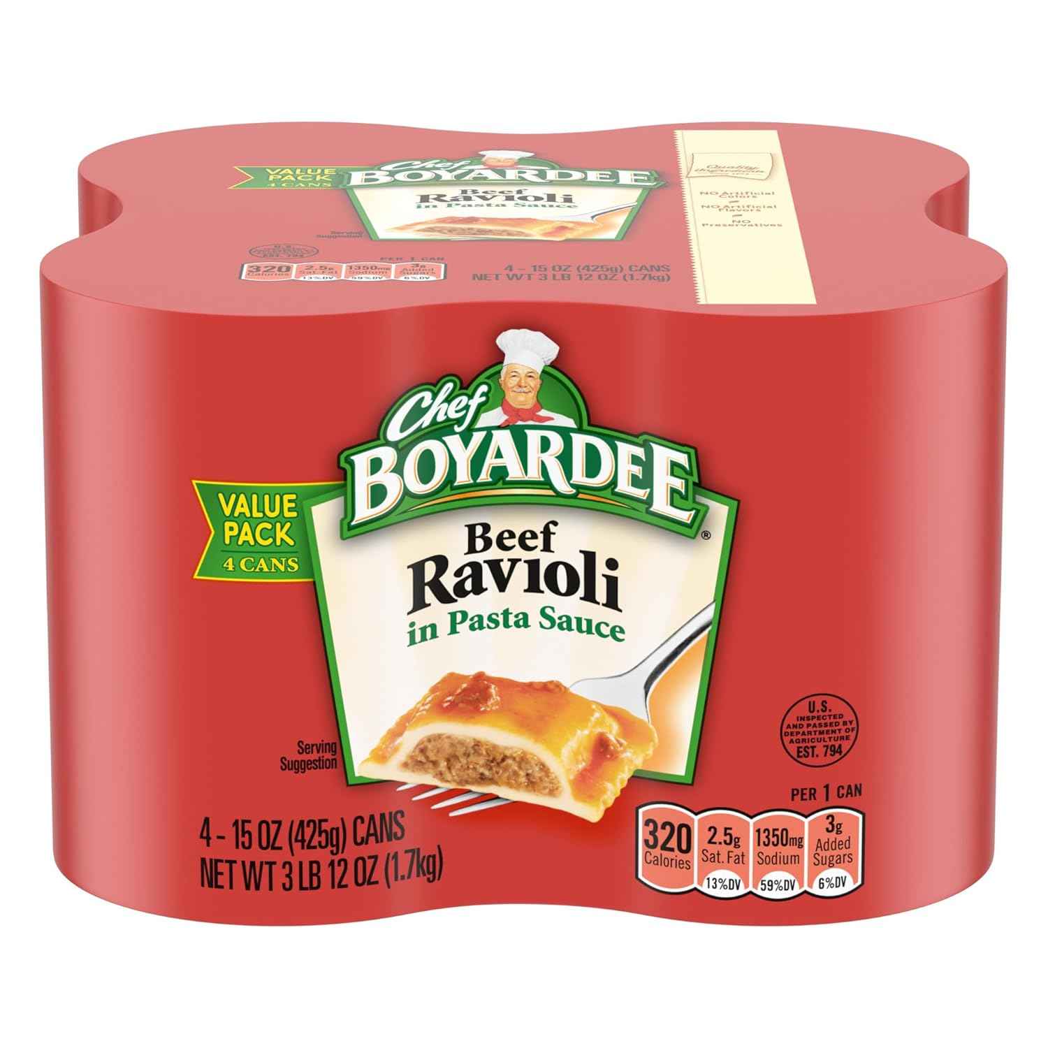 Chef Boyardee Beef Ravioli 15 oz Cans – Throwback Comfort Food Gift Basket Add-On for the 80s and 90s Kid