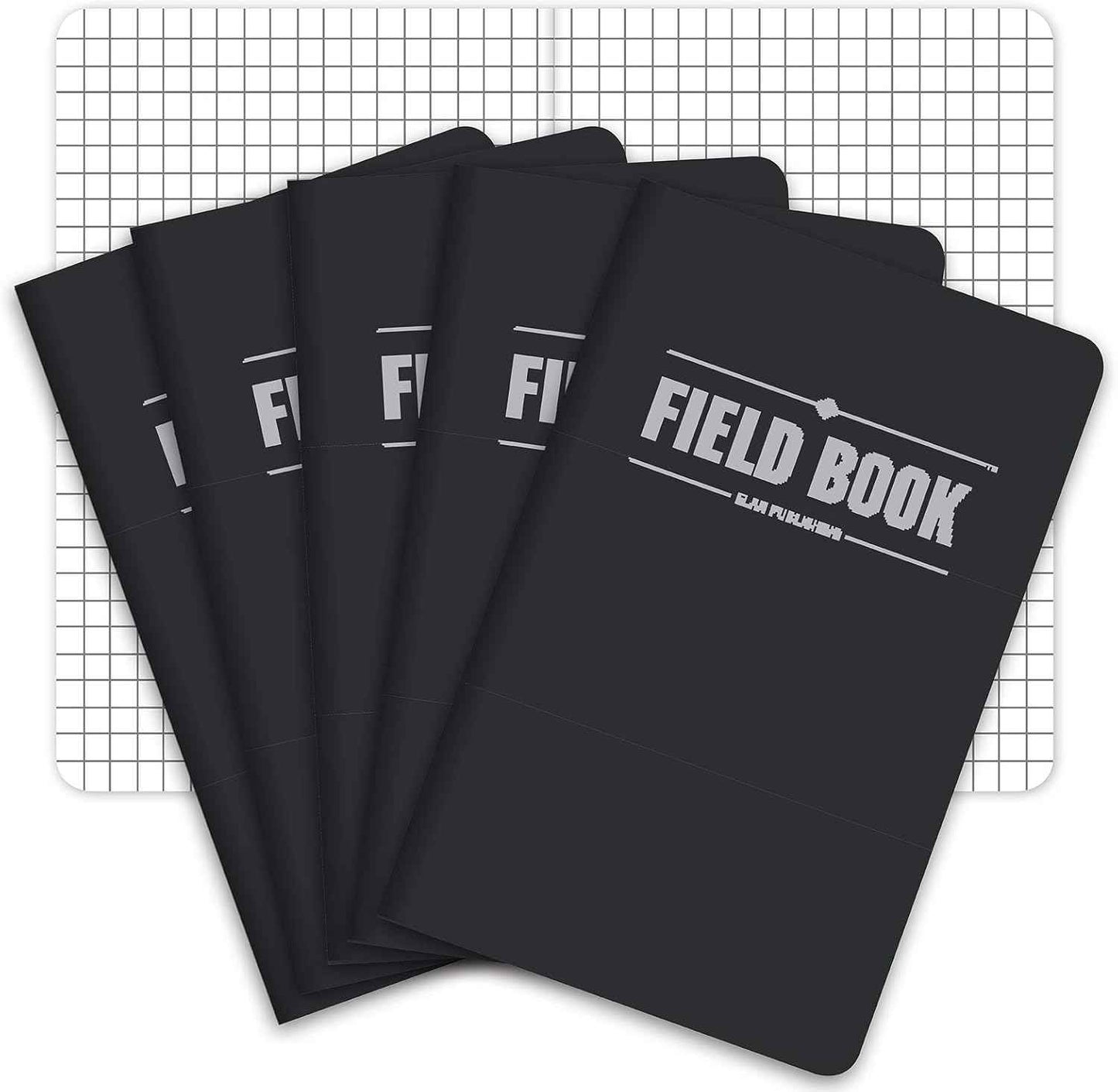 Elan Publishing Company Field Notebook – Simple Black Pocket Notebook for Clutter-Free Writing, 3.5x5.5 Inch Graph Journal, Pack of 5