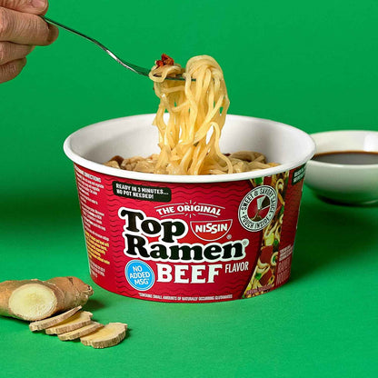 Nissin Top Ramen Bowl – Clean-Label Pantry Staple with No Added MSG, Chicken Flavor 6-Pack