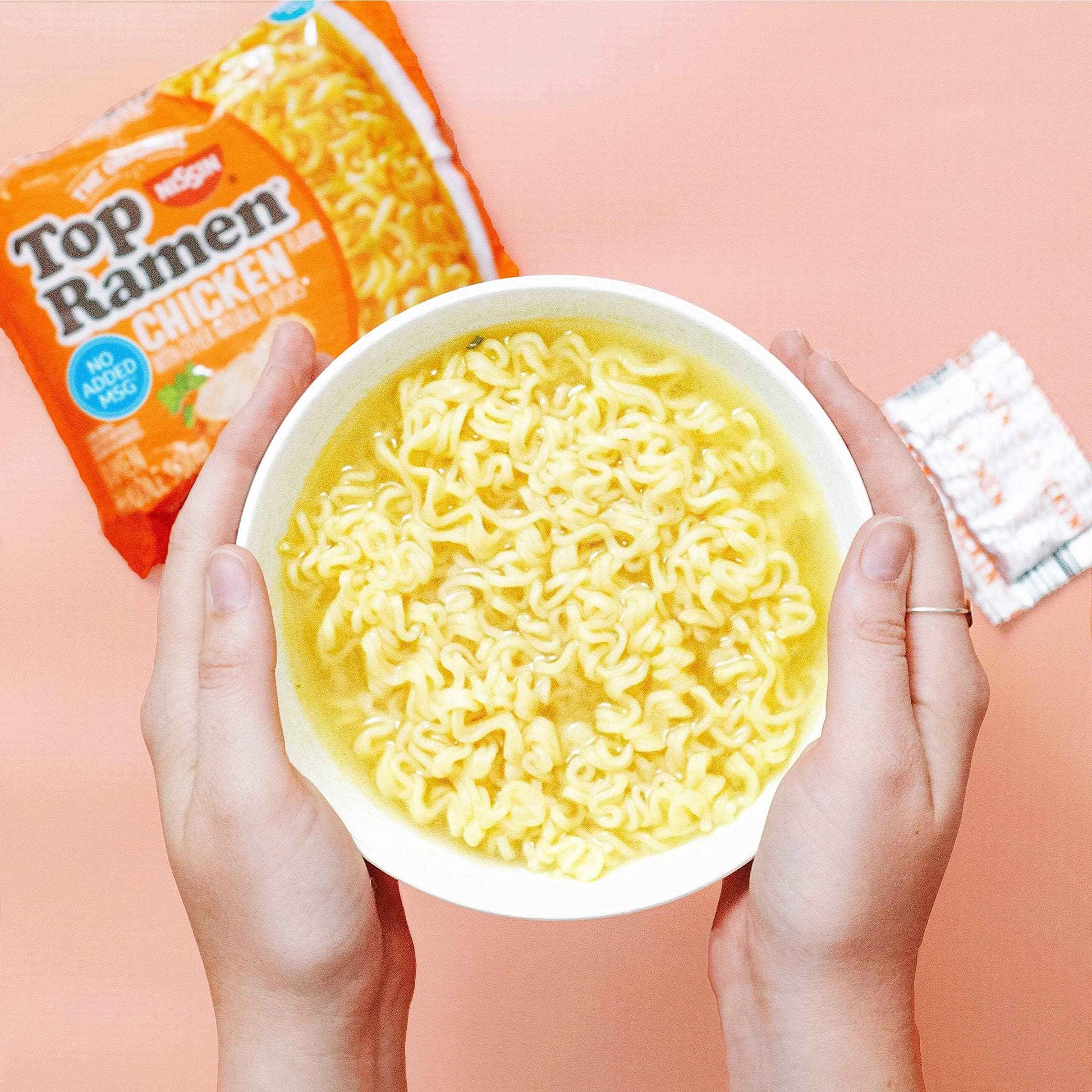 Nissin Top Ramen Bowl – Shelf-Stable Road Trip Lunch for Hotel Room Microwaves, Chicken 6-Pack