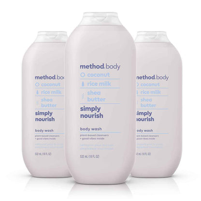 Method Body Wash 3-Pack Pure Peace – Scented Shower Gel for Meditation Space Stress Relief and Calm Reset