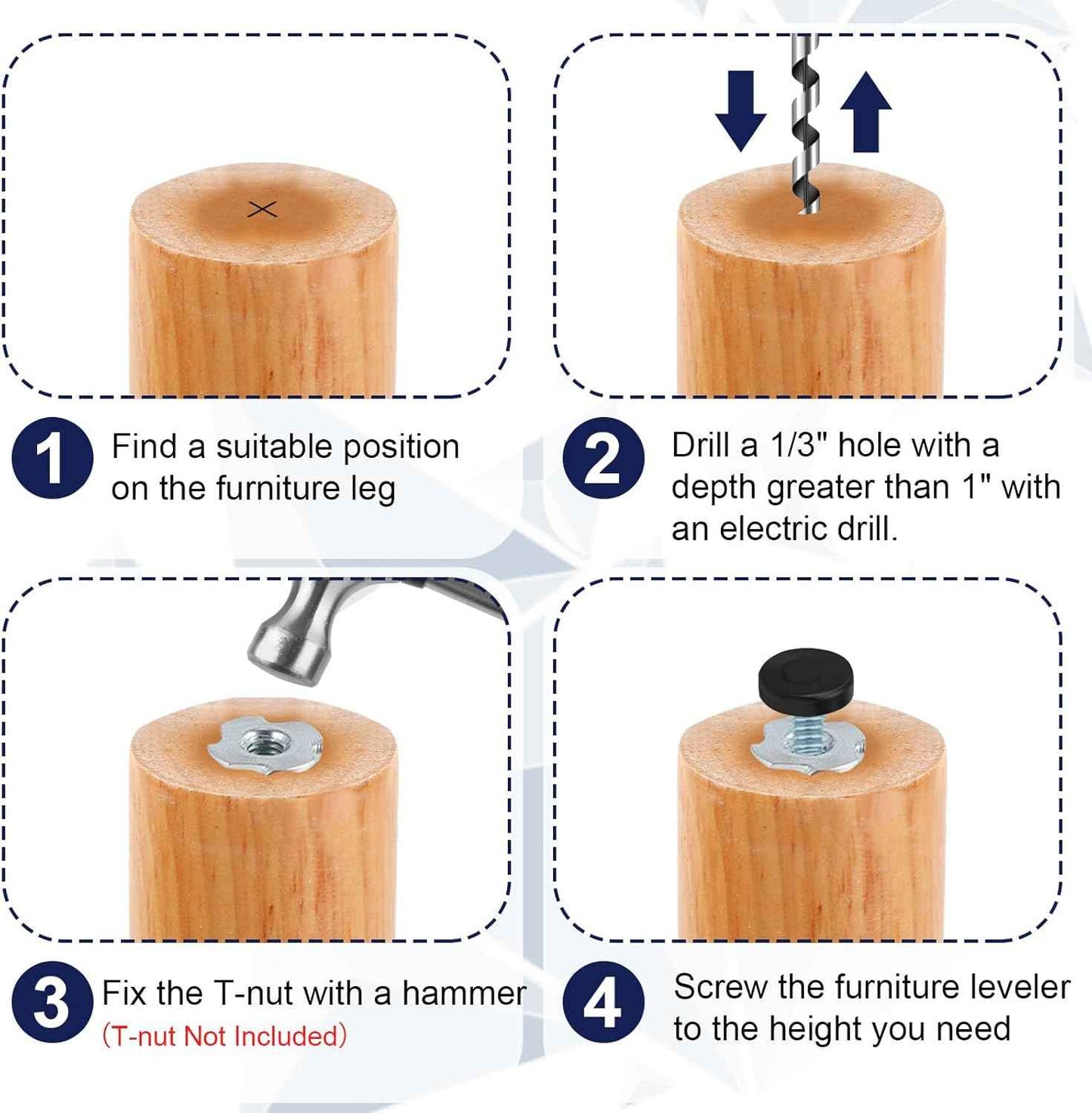 IronFix Furniture Levelers – Clean Design Threaded Feet for Uncluttered Living Spaces, Black Minimalist Glide 12 Pack