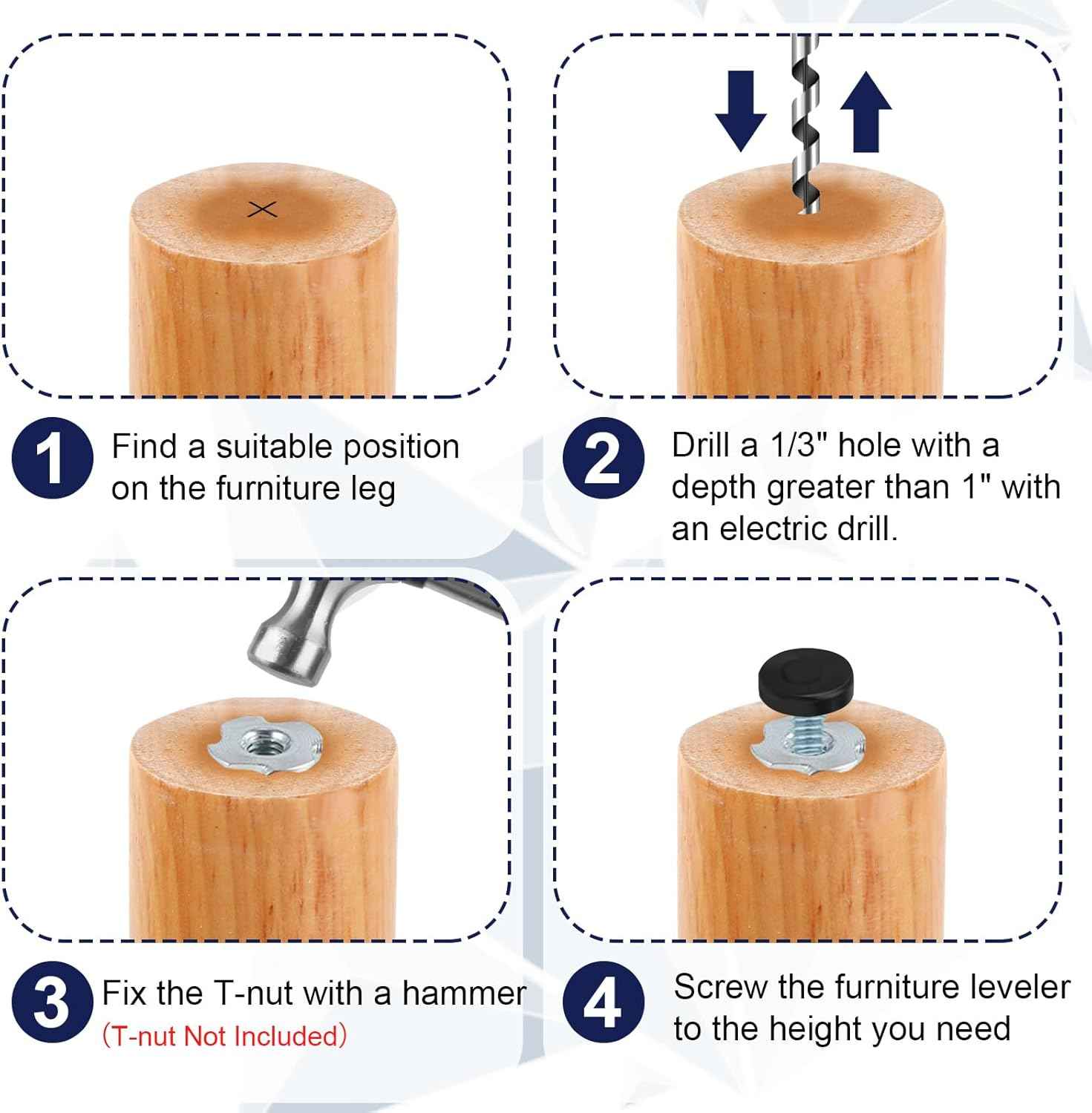 IronFix Furniture Levelers – Clean Design Threaded Feet for Uncluttered Living Spaces, Black Minimalist Glide 12 Pack