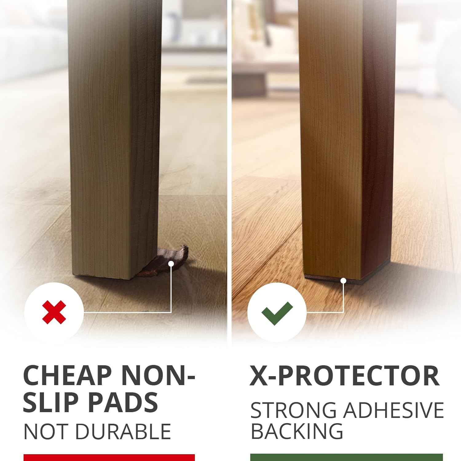 X-PROTECTOR Non Slip Furniture Pads 3" – Clean, Low-Profile Floor Protectors for Clutter-Free Living Spaces