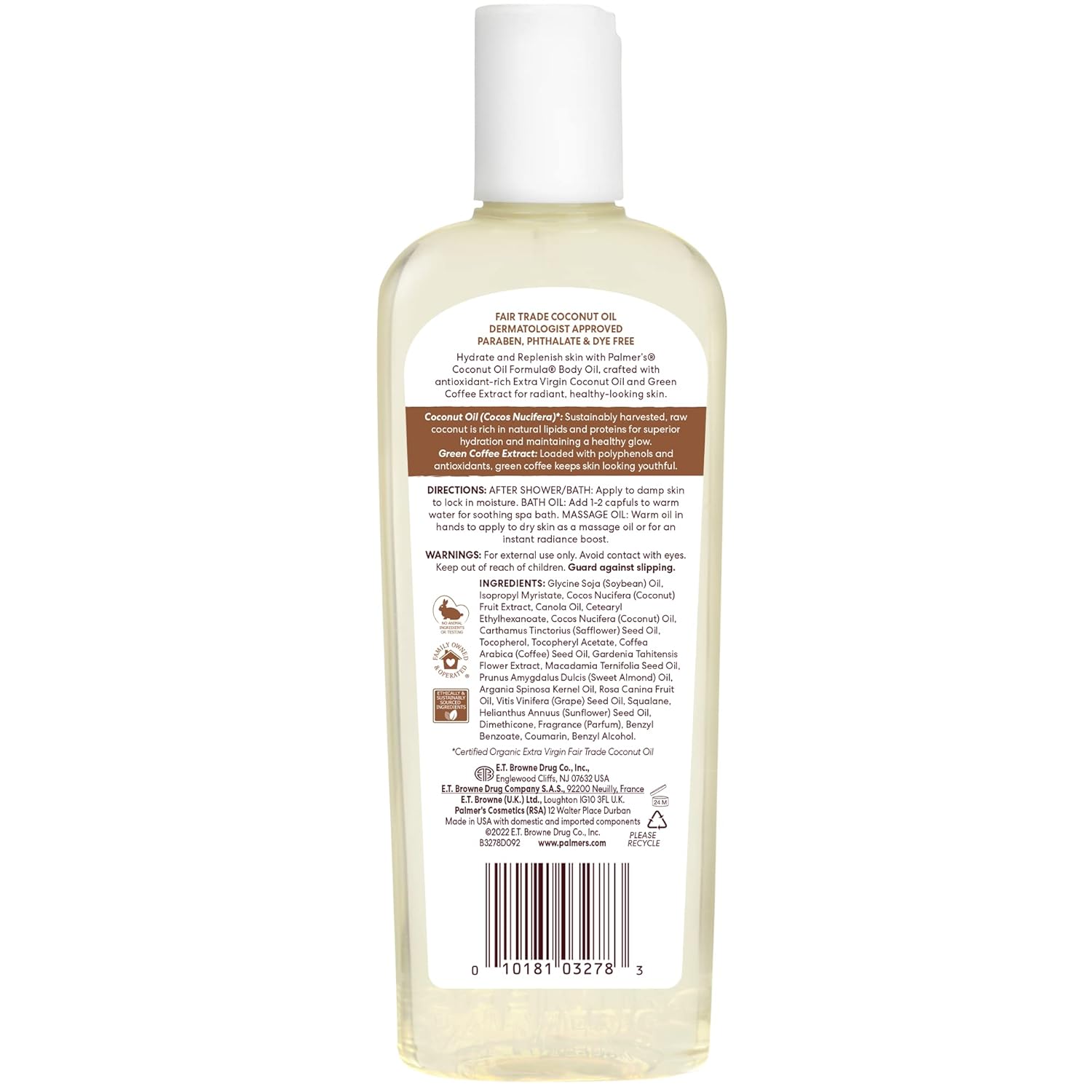 Palmer's Coconut Oil Body Oil – Nightly Self-Care Moisturizer for Spa-Inspired Bathroom Routines