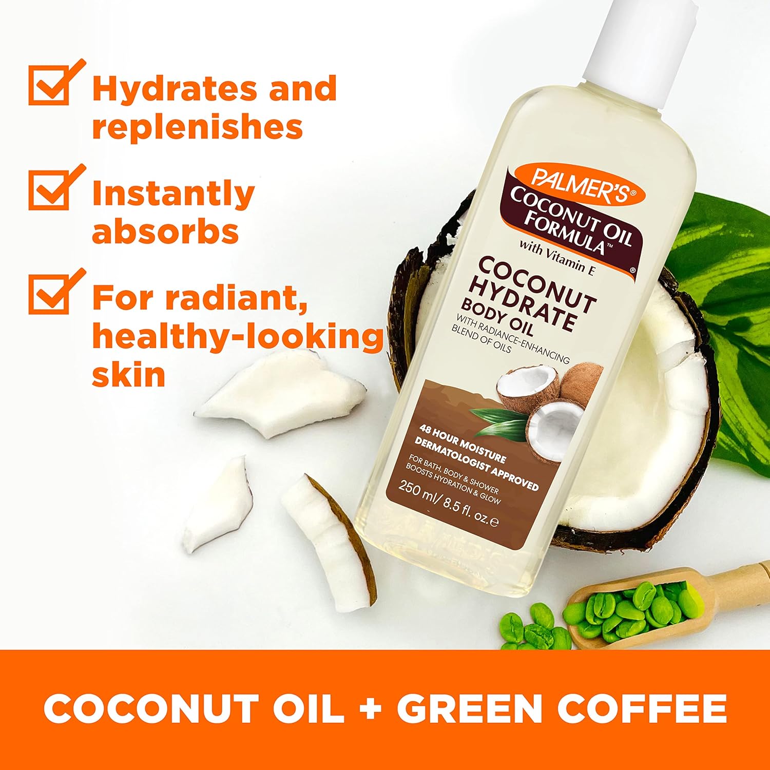 Palmer's Coconut Oil Body Oil – Nightly Self-Care Moisturizer for Spa-Inspired Bathroom Routines