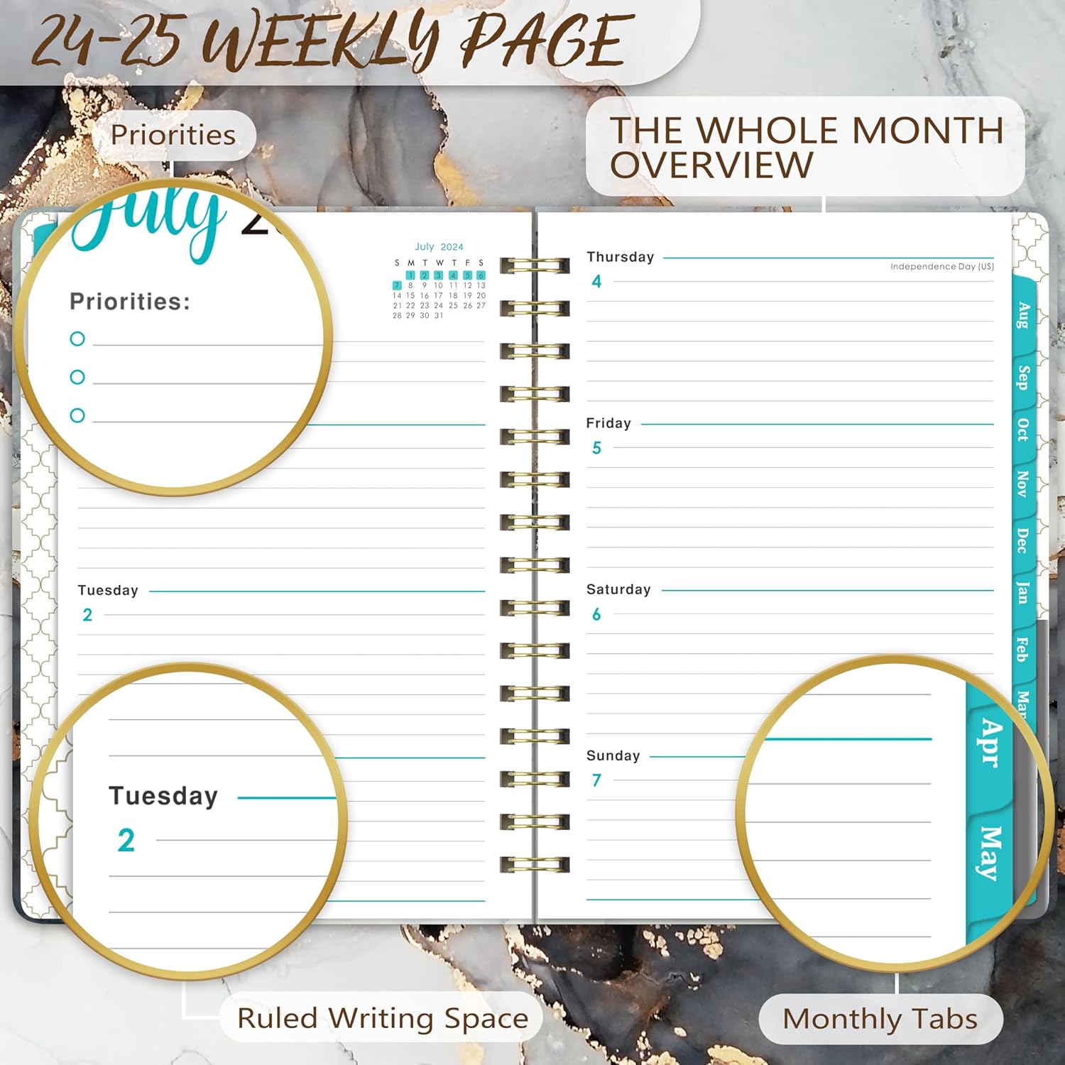 PAPERIAN 2024 Planner – Back-to-School Gift for College Students, A5 Weekly and Monthly Agenda