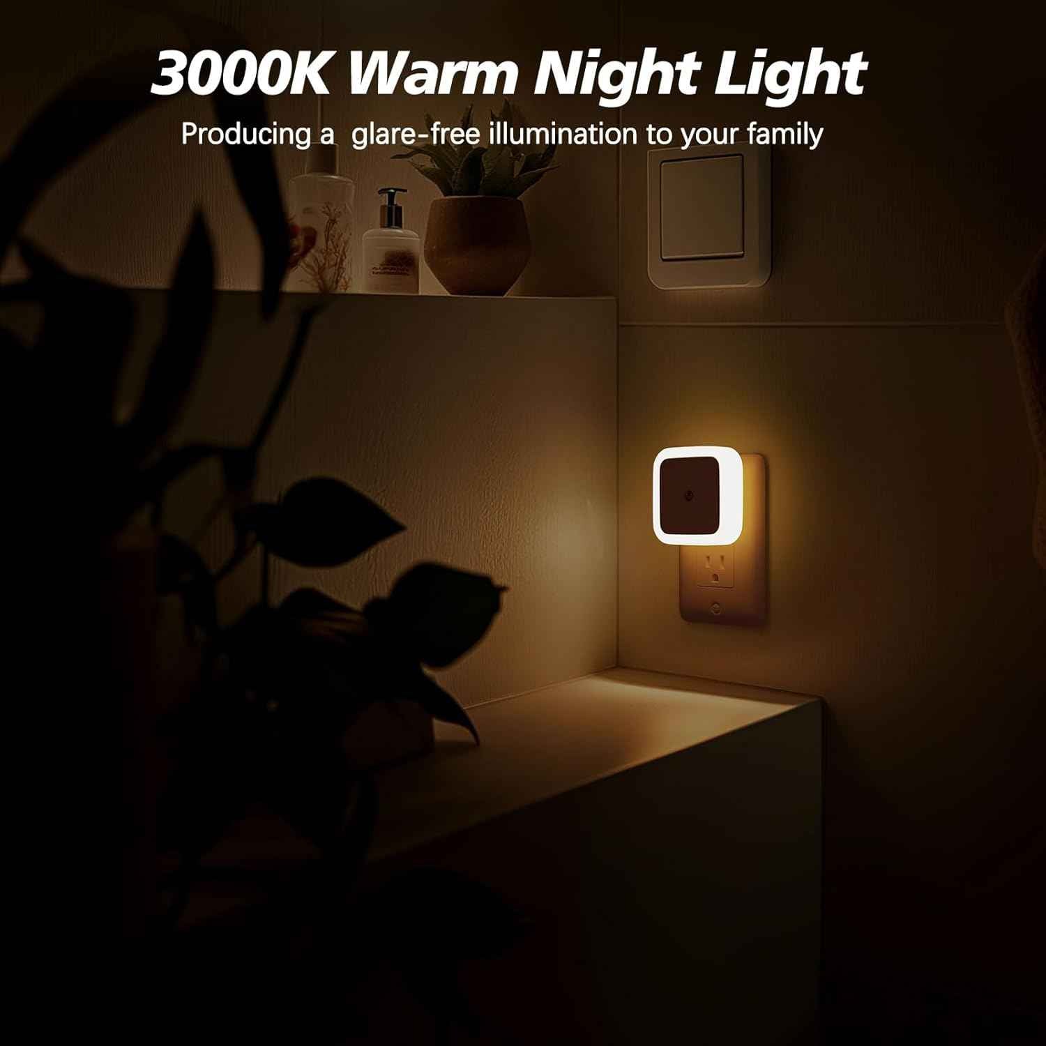 Sujeet Night Light Plug in – Compact 0.5W LED Nightlight 4-Pack for Clean Modern Interiors, Dusk to Dawn