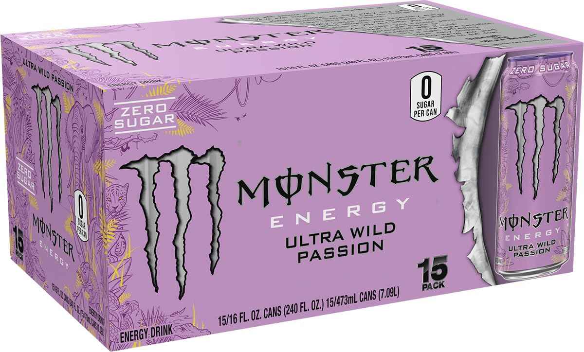 Monster Energy Ultra Wild Passion – Zero Sugar 10 Calorie Energy Drink for Pre-Workout Fuel and Clean Fitness Routines