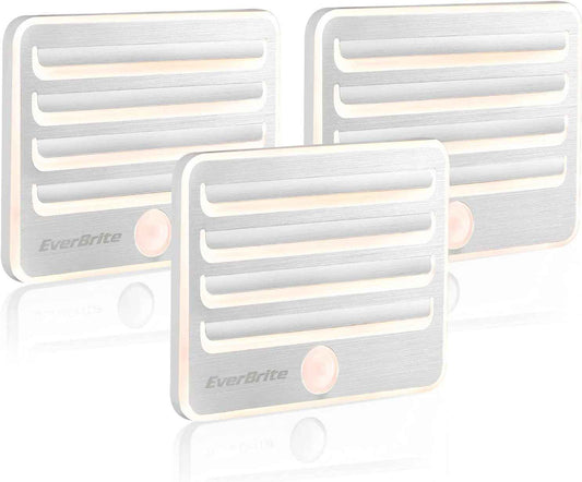 EverBrite Motion Sensor Night Lights for Clean Modern Homes, Simple Cordless LED Lighting with Uncluttered Design, 3 Pack