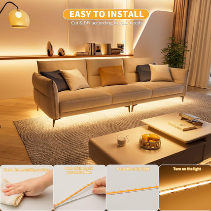 PAUTIX 5V USB COB LED Strip Light – Clean Dotless Under Cabinet Light for Uncluttered Kitchens