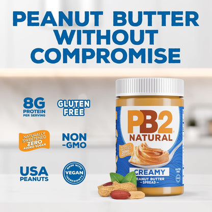 PB2 Natural Creamy Peanut Butter – Travel Cooler Staple for Camping, Road Trips, and Trailhead Snacks