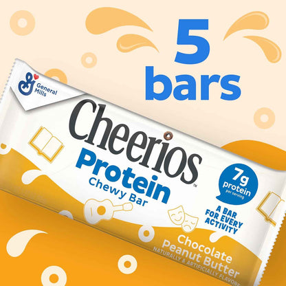 Cheerios Protein Chewy Bars Low Sweetness Snack for Blood Sugar Friendly Snacking 6.35 oz