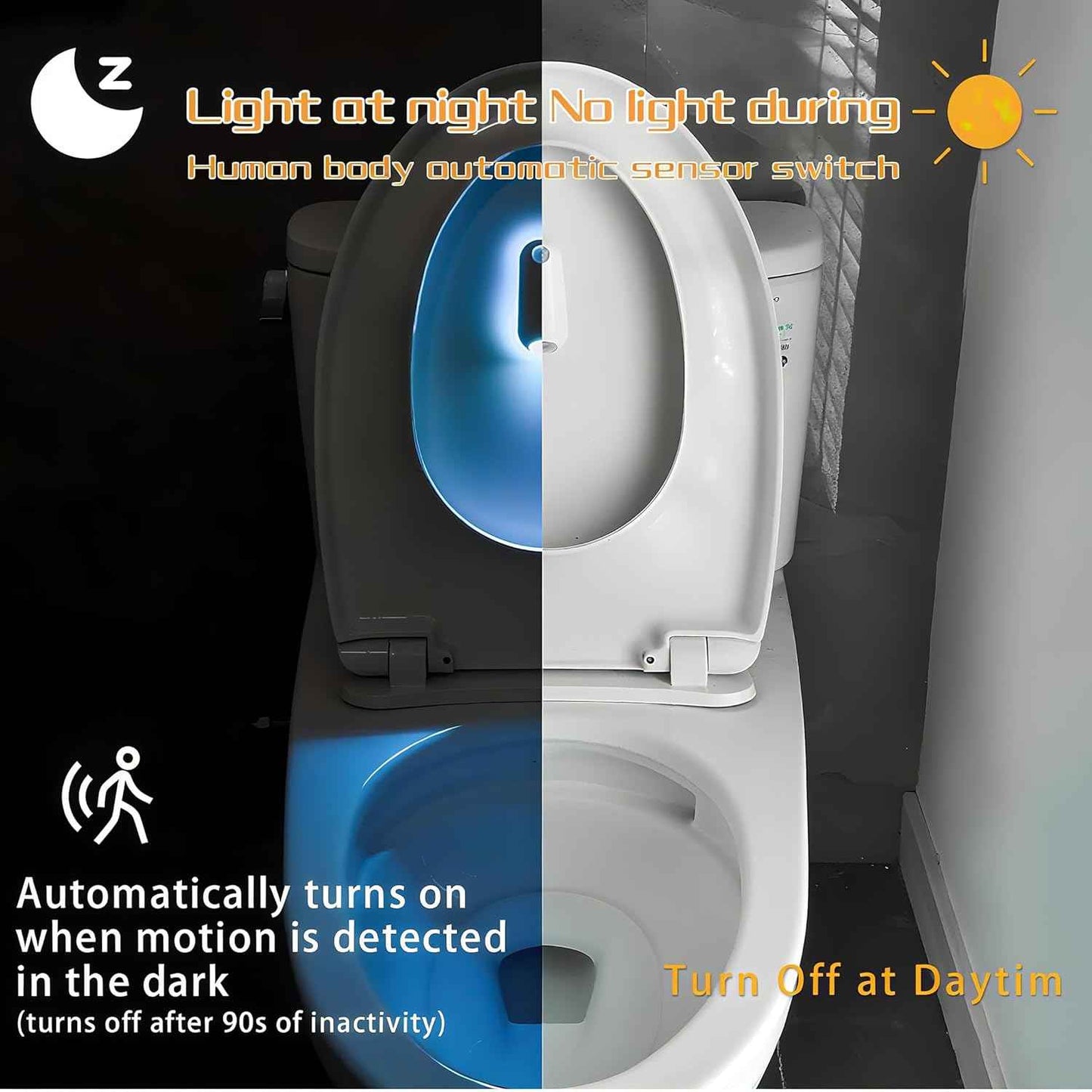 Toilet Night Light 8 Color Modes – Stylish Bathroom Accent Light, Motion Sensor Rechargeable LED