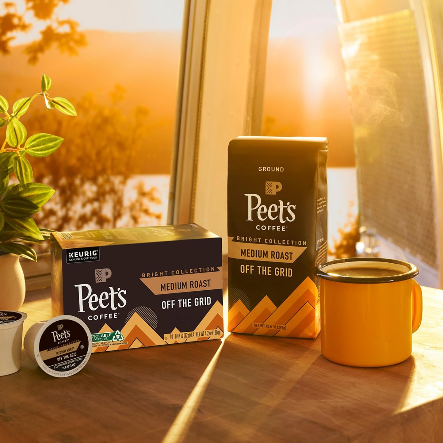 Peet's Coffee Off the Grid Medium Roast Ground Coffee – Focus Brew for Home Office Drip and Pour-Over